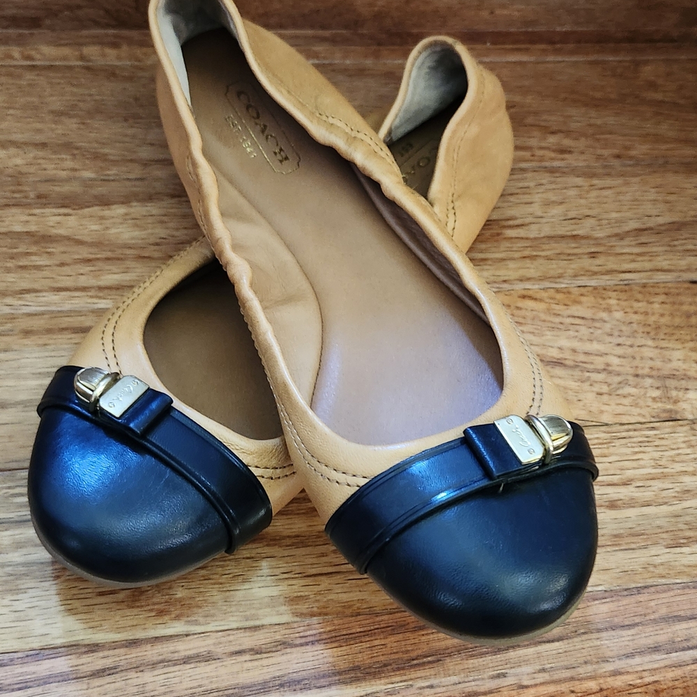 Coach Tan and Black Women's Flats